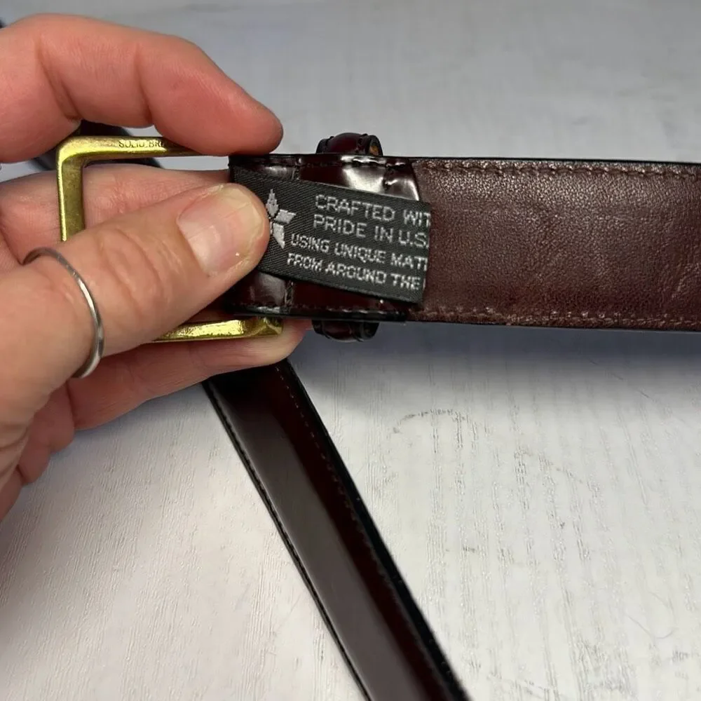 Brighton Genuine Leather Belt‎ Mens 40 Brown Solid Brass Buckle English Calf